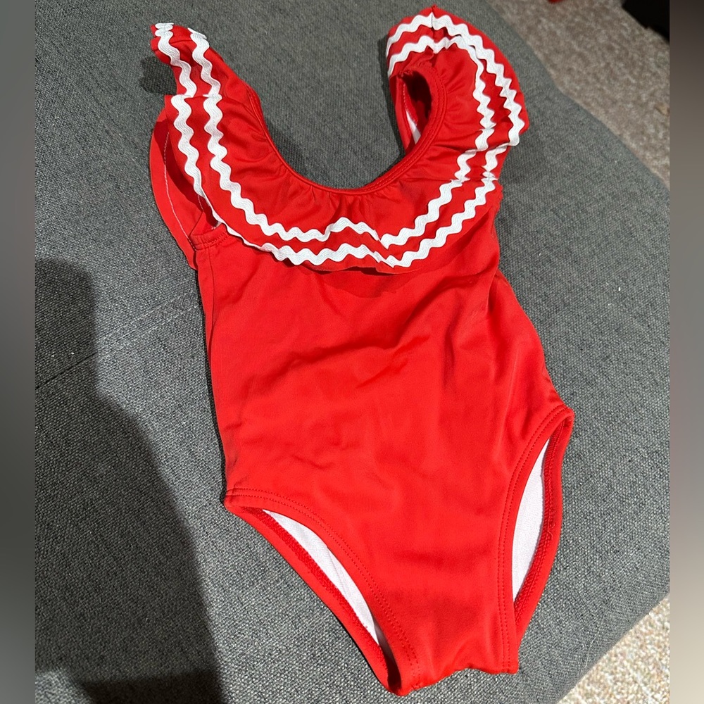 Janie and Jack red and white swimsuit